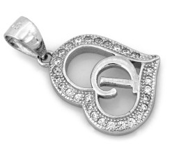 Srebrna zawieszka serce z literką D