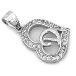 Srebrna zawieszka serce z literką D