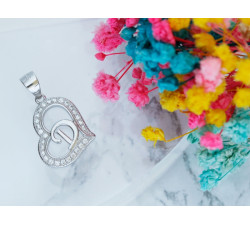 Srebrna zawieszka serce z literką D