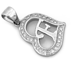 Srebrna zawieszka serce z literką F