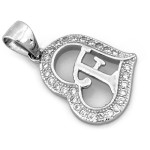 Srebrna zawieszka serce z literką F