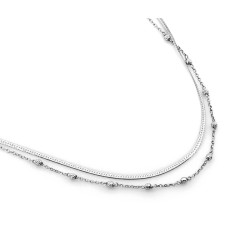 Naszyjnik srebrny z różnych łańcuszków z kulkami