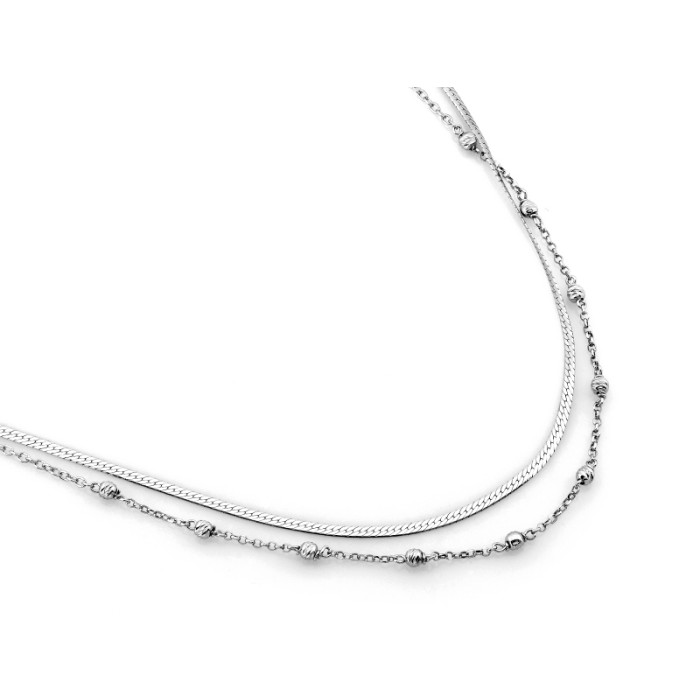 Naszyjnik srebrny z różnych łańcuszków z kulkami