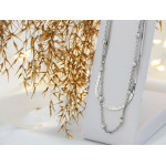 Naszyjnik srebrny z różnych łańcuszków z kulkami