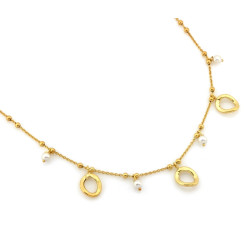 Naszyjnik srebrny pozłacany z kulkami z perłami