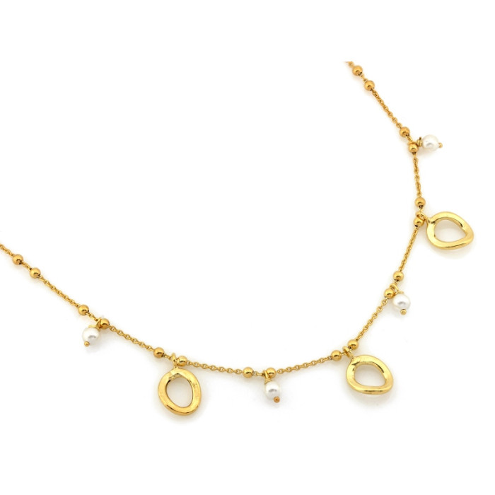 Naszyjnik srebrny pozłacany z kulkami z perłami