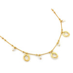 Naszyjnik srebrny pozłacany z kulkami z perłami