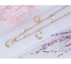 Naszyjnik srebrny pozłacany z kulkami z perłami