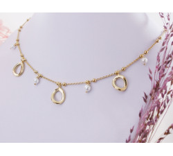 Naszyjnik srebrny pozłacany z kulkami z perłami