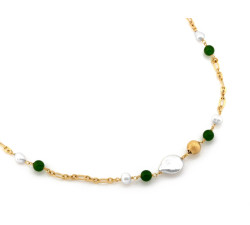 Srebrny wiszący naszyjnik z kamieniami syntetycznymi