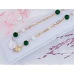 Srebrny wiszący naszyjnik z kamieniami syntetycznymi