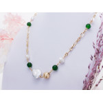 Srebrny wiszący naszyjnik z kamieniami syntetycznymi