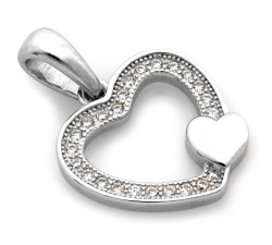 Zawieszka srebrna serce z cyrkoniami