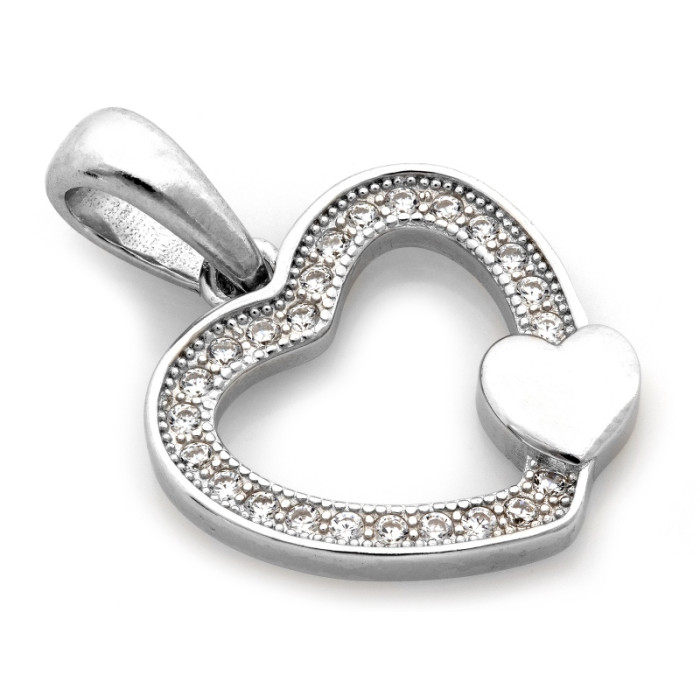 Zawieszka srebrna serce z cyrkoniami