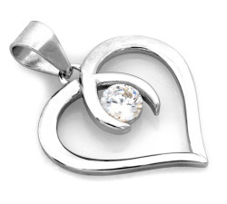 Srebrna zawieszka serce z cyrkonią