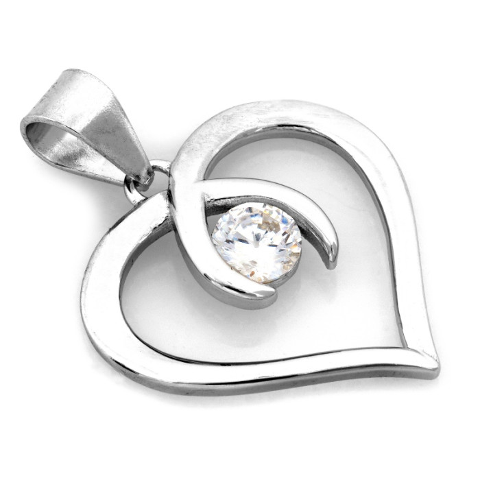 Srebrna zawieszka serce z cyrkonią