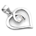 Srebrna zawieszka serce z cyrkonią