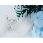 Zawieszka srebrna okrągła kot księżyc noc z cyrkoniami