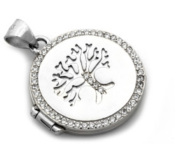 Zawieszka srebrna okrągłe puzderko na zdjęcie z drzewkiem