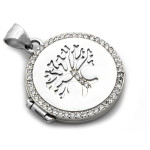 Zawieszka srebrna okrągłe puzderko na zdjęcie z drzewkiem