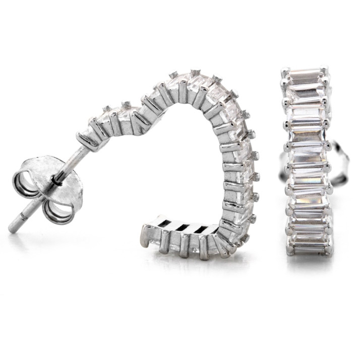 Srebrne kolczyki z cyrkoniami na sztyfcie