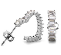 Srebrne kolczyki z cyrkoniami na sztyfcie