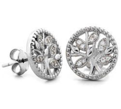 Srebrne kolczyki okrągłe z drzewkiem