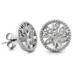 Srebrne kolczyki okrągłe z drzewkiem