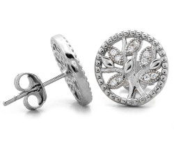 Srebrne kolczyki okrągłe z drzewkiem