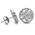 Srebrne kolczyki okrągłe z drzewkiem