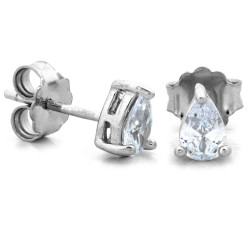 Srebrne kolczyki na sztyfcie z cyrkonią przy uchu