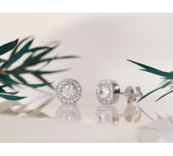 Kolczyki srebrne na sztyfcie z cyrkoniami