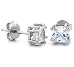 Srebrne kolczyki na sztyfcie z cyrkonią