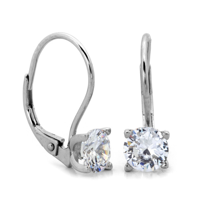 Srebrne kolczyki angielskie z cyrkonią