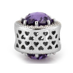 Srebrny charms z fioletowymi kamieniami do bransoletki