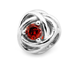 Srebrny charms z czerwoną cyrkonią