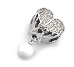 Srebrna zawieszka serce z perłą do bransoletki