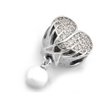 Srebrna zawieszka serce z perłą do bransoletki