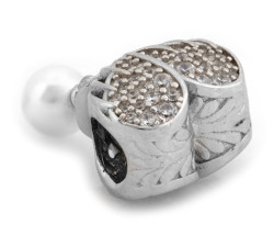 Srebrna zawieszka serce z perłą do bransoletki