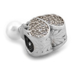 Srebrna zawieszka serce z perłą do bransoletki