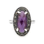 Srebrny pierścionek z markazytami i syntetycznymi kamieniami