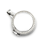 Zawieszka srebrne puzderko okrągłe zdobione cyrkoniami
