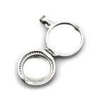 Zawieszka srebrne puzderko okrągłe zdobione cyrkoniami