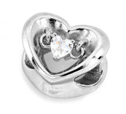 Srebrna zawieszka serce beads do bransoletki