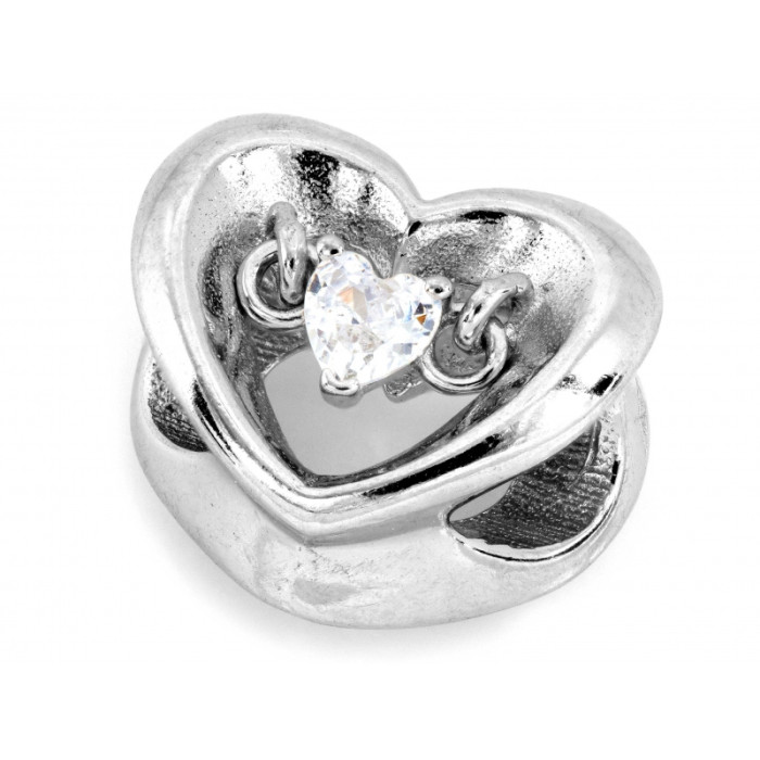 Srebrna zawieszka serce beads do bransoletki