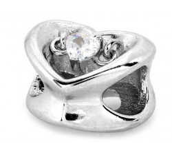 Srebrna zawieszka serce beads do bransoletki