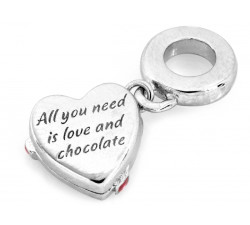 Srebrny charms serce różowa kokardka do bransoletki