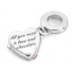 Srebrny charms serce różowa kokardka do bransoletki