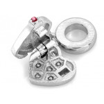 Srebrny charms serce różowa kokardka do bransoletki