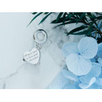 Srebrny charms serce różowa kokardka do bransoletki